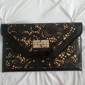 King Mei Black and Gold Clutch